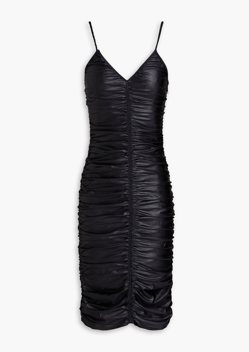 Alexander Wang - Ruched satin-jersey dress - Black - XS