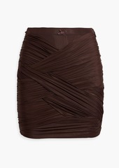 Alexander Wang - Ruched stretch-jersey mini skirt - Brown - S