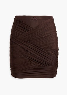 Alexander Wang - Ruched stretch-jersey mini skirt - Brown - XS