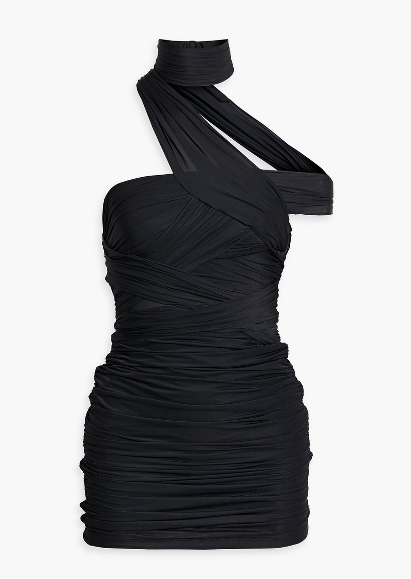 Alexander Wang - Ruched stretch-mesh mini dress - Black - S