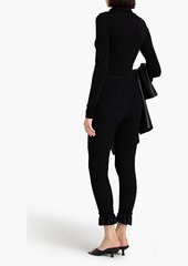 Alexander Wang - Ruffled shirred satin-jersey slim-leg pants - Black - XS