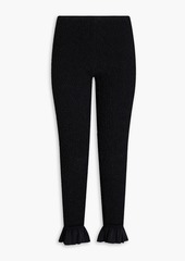 Alexander Wang - Ruffled shirred satin-jersey slim-leg pants - Black - XS