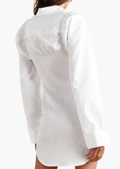 Alexander Wang - Shirred cotton-poplin mini shirt dress - White - XS