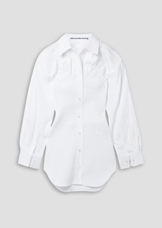 Alexander Wang - Shirred cotton-poplin mini shirt dress - White - XS