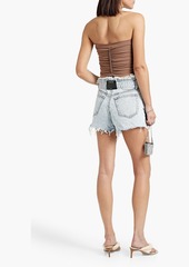 Alexander Wang - Strapless cropped ruched jersey top - Brown - M