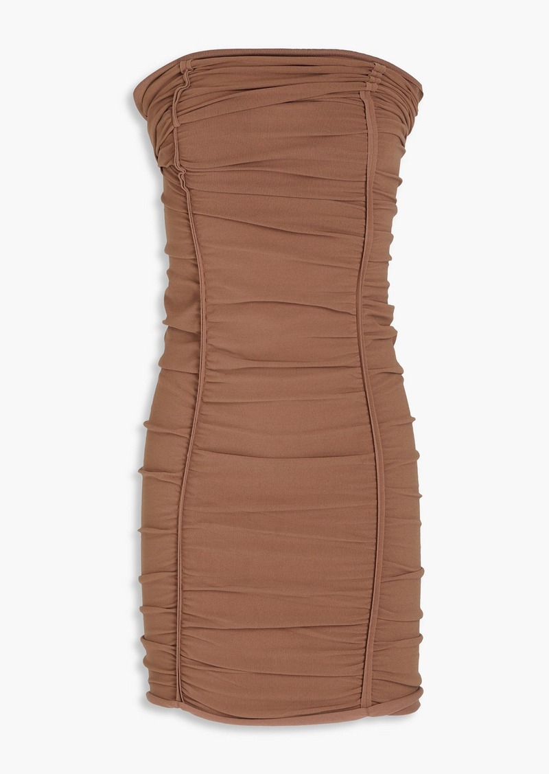 Alexander Wang - Strapless ruched stretch-jersey dress - Brown - L