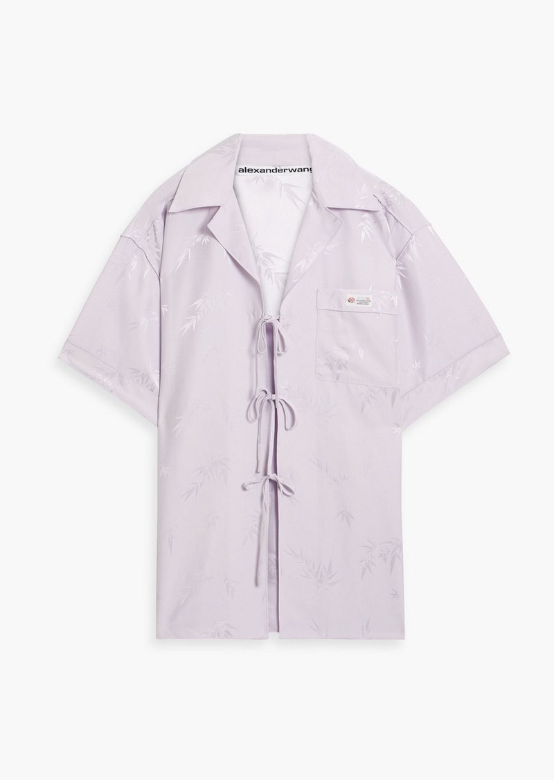 Alexander Wang - Tie-front satin-jacquard shirt - Purple - XS
