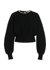Alexander Wang - Women's Pearl-Embellished Wool-Blend Sweater - Black - Moda Operandi