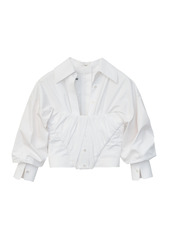 Alexander Wang - Women's Pleated Stretch-Jersey Bustier Crop Top - White - Moda Operandi