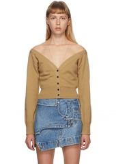 Alexander Wang Beige Fitted Cropped Cardigan