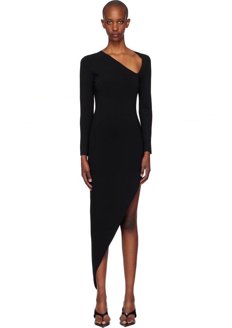 Alexander Wang Black Asymmetric Long-Sleeve Bodycon Maxi Dress