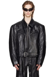 Alexander Wang Black Belted Leather Jacket