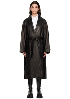 Alexander Wang Black Shawl Leather Coat