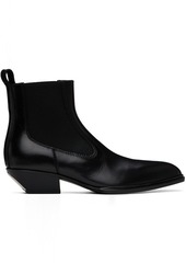 Alexander Wang Black Slick Smooth Leather Ankle Boots