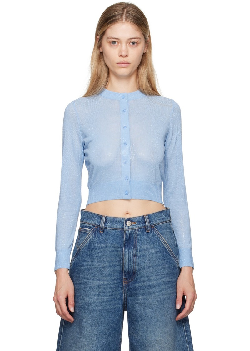 Alexander Wang Blue Beaded Hotfix Cardigan