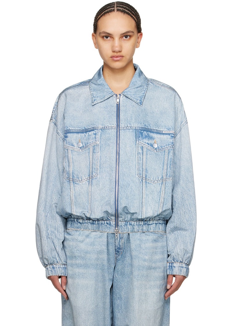 Alexander Wang Blue Printed Denim Bomber Jacket