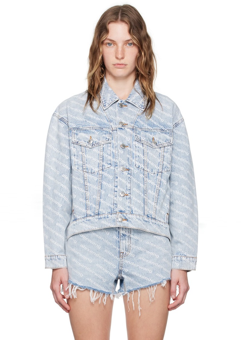 Alexander Wang Blue Printed Falling Back Logo Denim Jacket