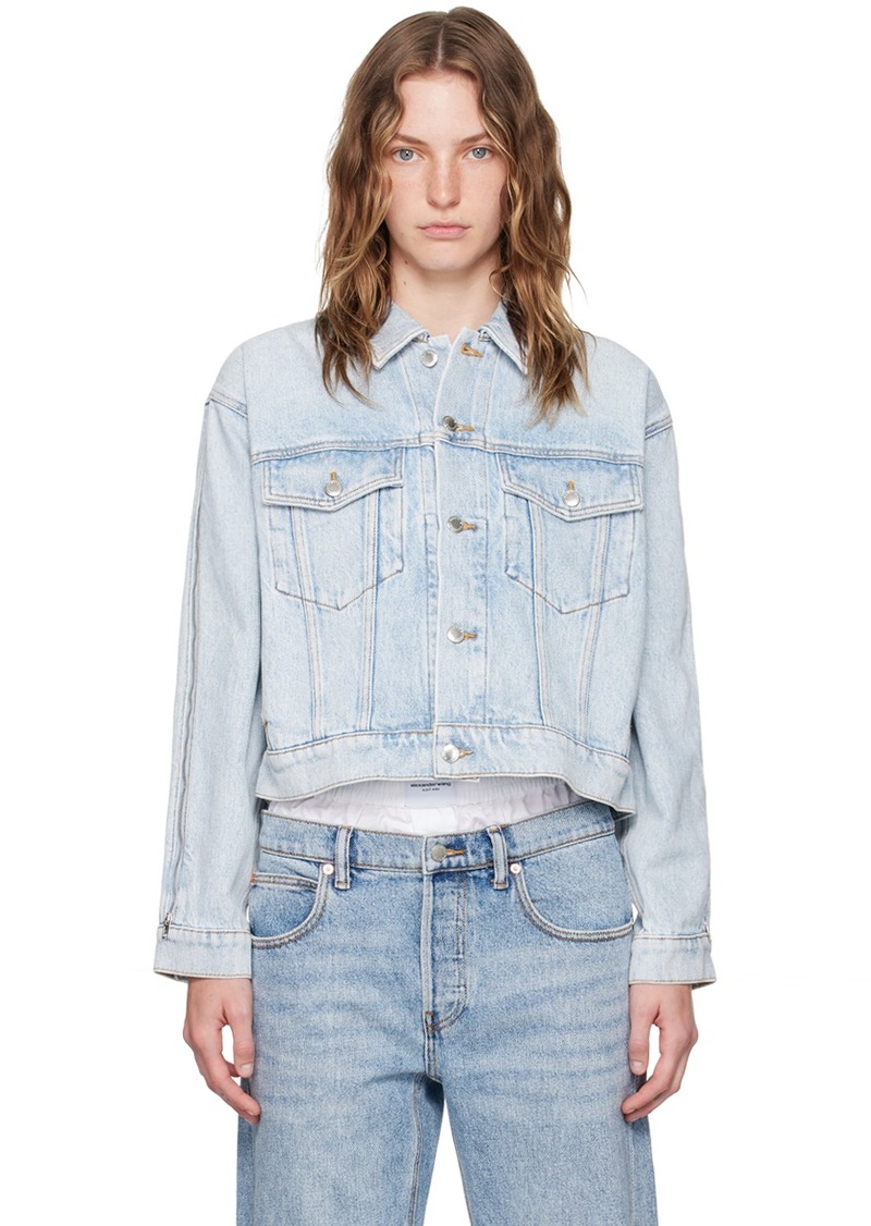 Alexander Wang Blue Zipped Sleeve Denim Jacket