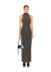 Alexander Wang Cowl Neck Racer Back Fitted Long Dress