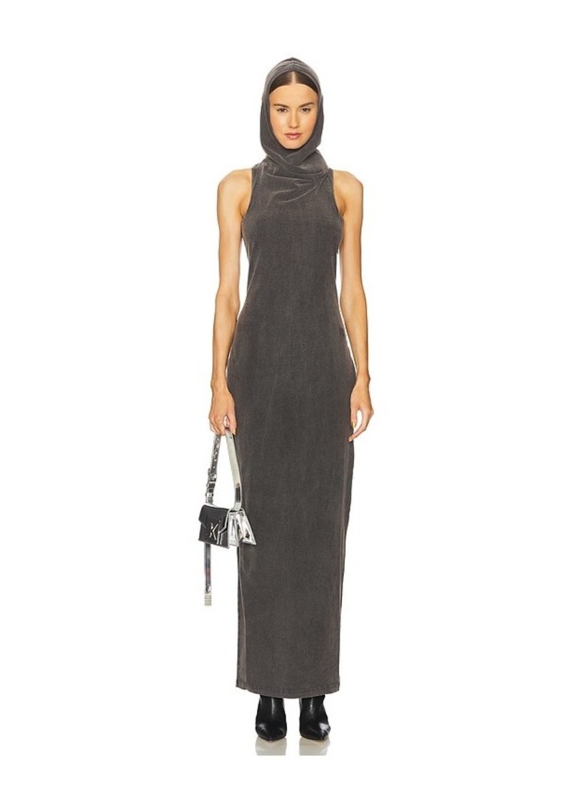 Alexander Wang Cowl Neck Racer Back Fitted Long Dress