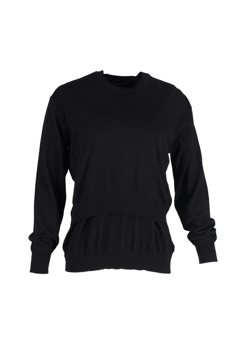 Alexander Wang Crew Neck Sweatshirt with Overlap Back in Black Cotton