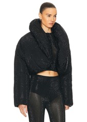 Alexander Wang Cropped Puffer Jacket With Allover Hotfix