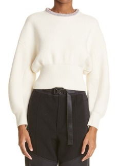 Alexander Wang Crystal Embellished Crop Wool & Cashmere Blend Sweater