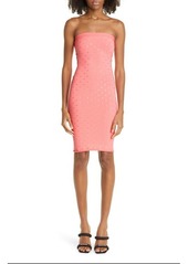 Alexander Wang Crystal Logo Strapless Jersey Body-Con Dress