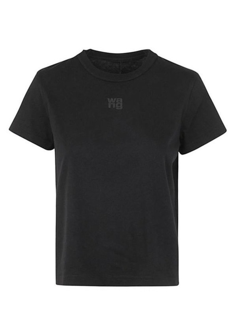 ALEXANDER WANG ESSENTIAL JERSEY SHRUNK TEE WITH PUFF LOGO AND BOUND NECK CLOTHING