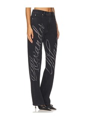 Alexander Wang Ez Mid Rise Relaxed Cursive Logo Jean