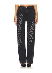 Alexander Wang Ez Mid Rise Relaxed Cursive Logo Jean