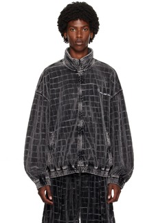 Alexander Wang Gray Crocodile Velour Track Jacket