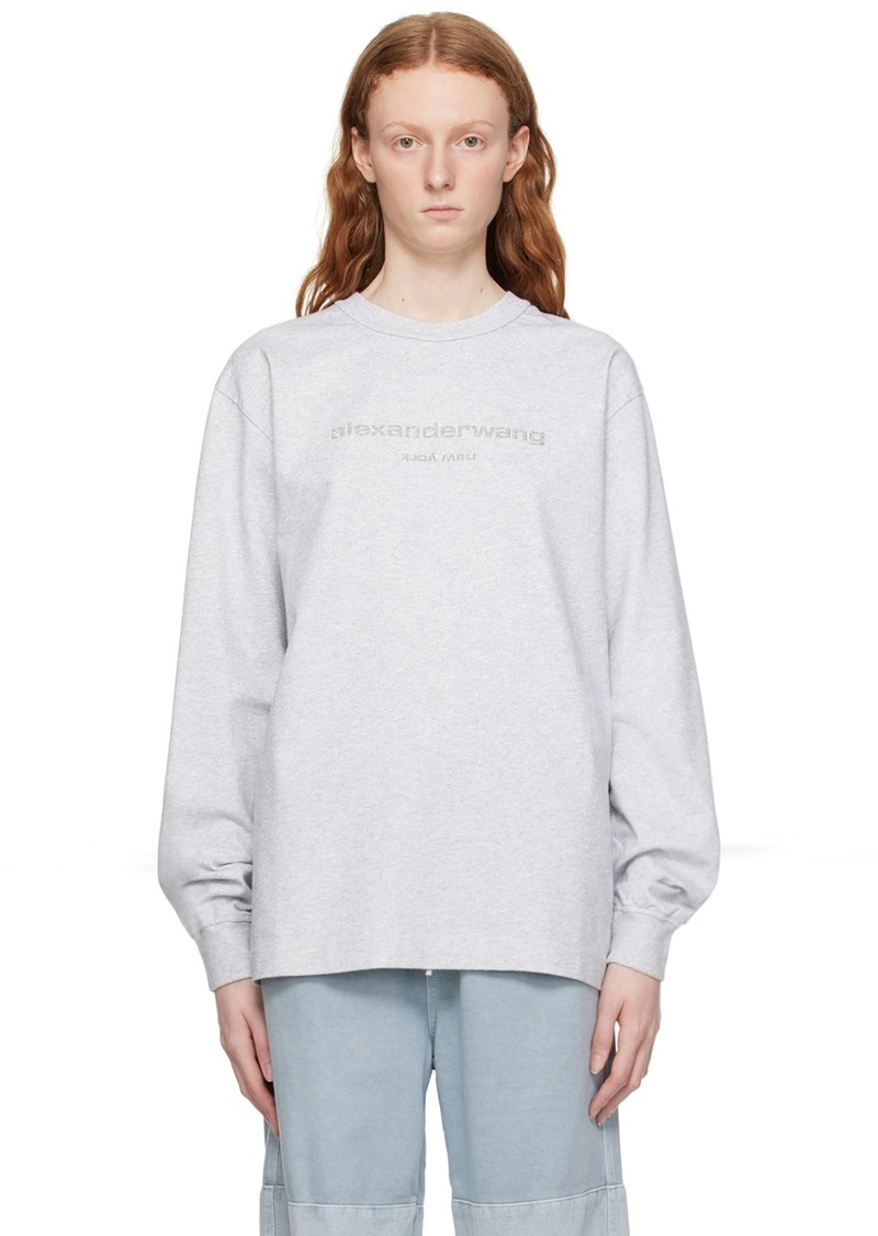 Alexander Wang Gray Glitter Long Sleeve T-Shirt