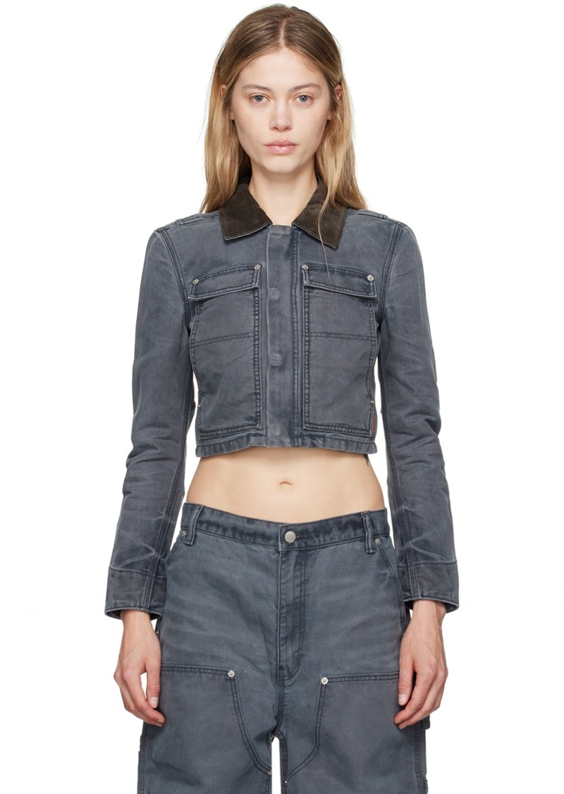 Alexander Wang Gray Shrunken Workwear Denim Jacket