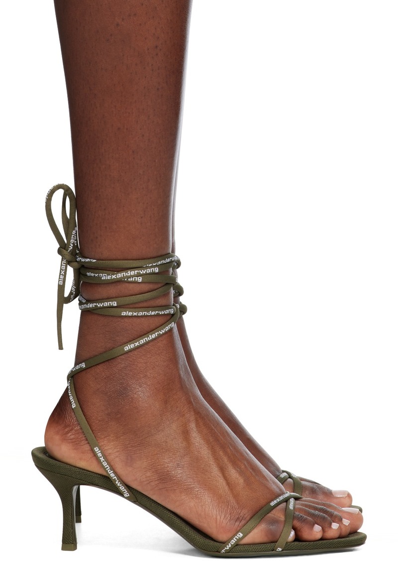 Alexander Wang Khaki Helix 65 Strappy Mid Heeled Sandals