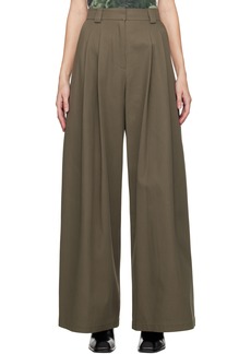 Alexander Wang Khaki High-Waist Wide-Leg Trousers