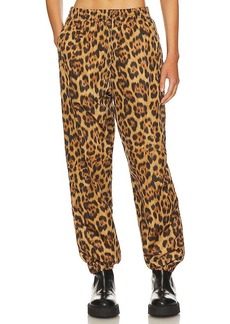 Alexander Wang Leopard Track Pant With Stacked Wang Puff Logo