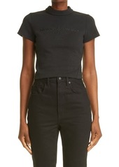 Alexander Wang Logo Embroidered Scuba Top in Black at Nordstrom