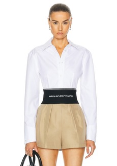 Alexander Wang Long Sleeve Copped Button Up Top