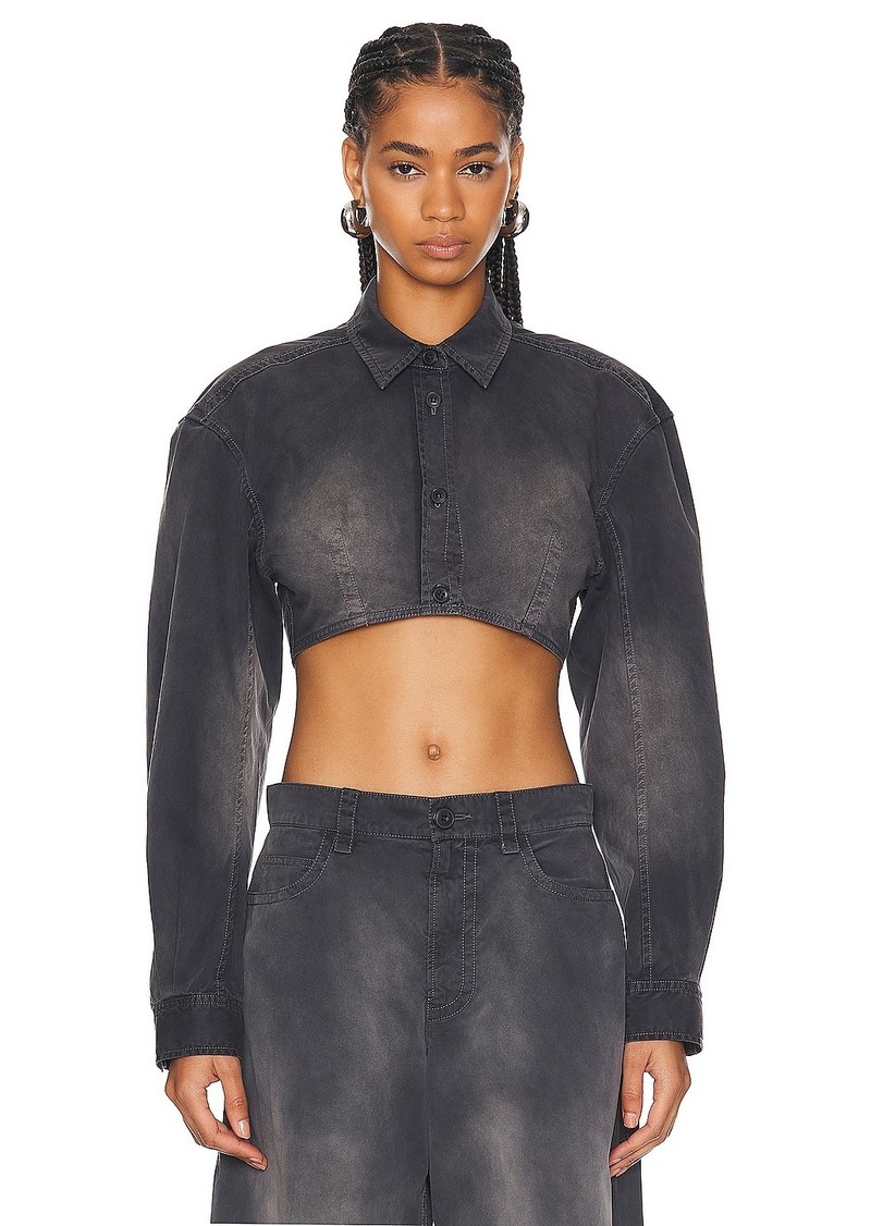 Alexander Wang Long Sleeve Cropped Top With Dart Detailing
