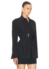 Alexander Wang Long Sleeve Top With Back Slit And Belt