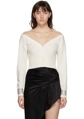 Alexander Wang Off-White Crystal Cuff Cropped Cardigan