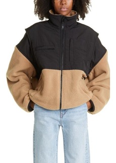Alexander Wang Oversize Nylon & Double Face Fleece Jacket in Camel/Black at Nordstrom