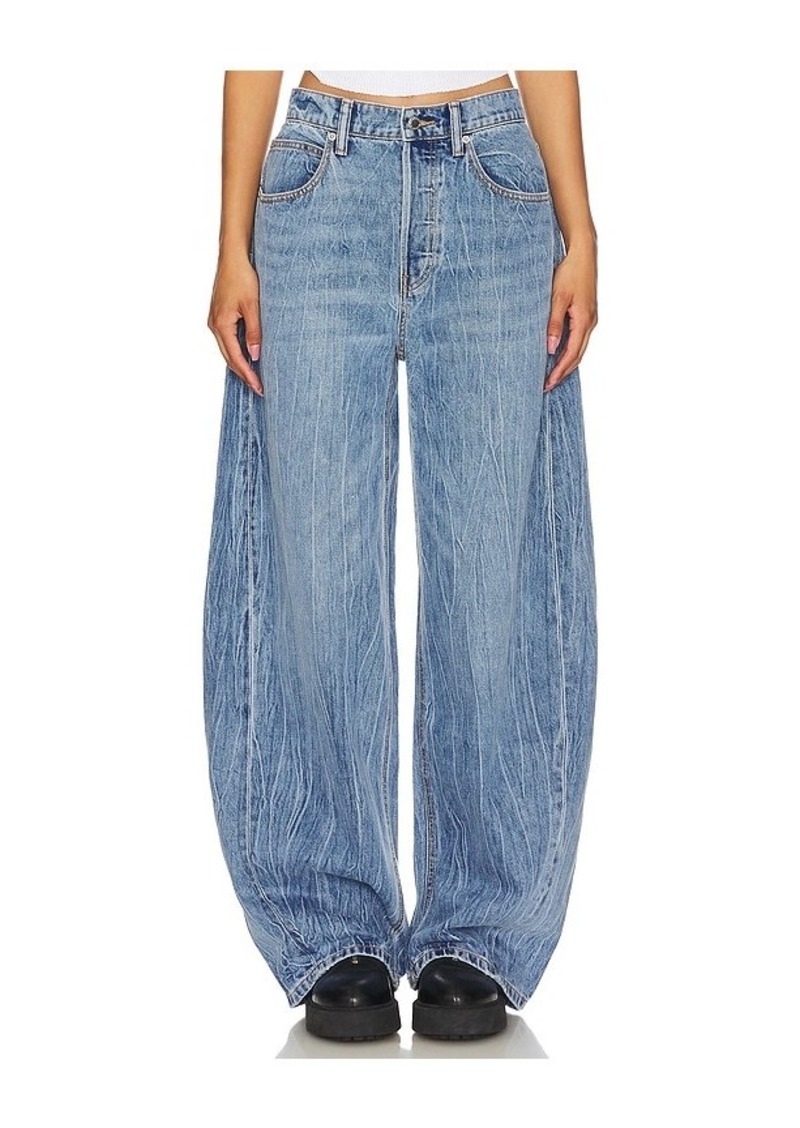 Alexander Wang Oversized Rounded Low Rise Jean Creased Wash