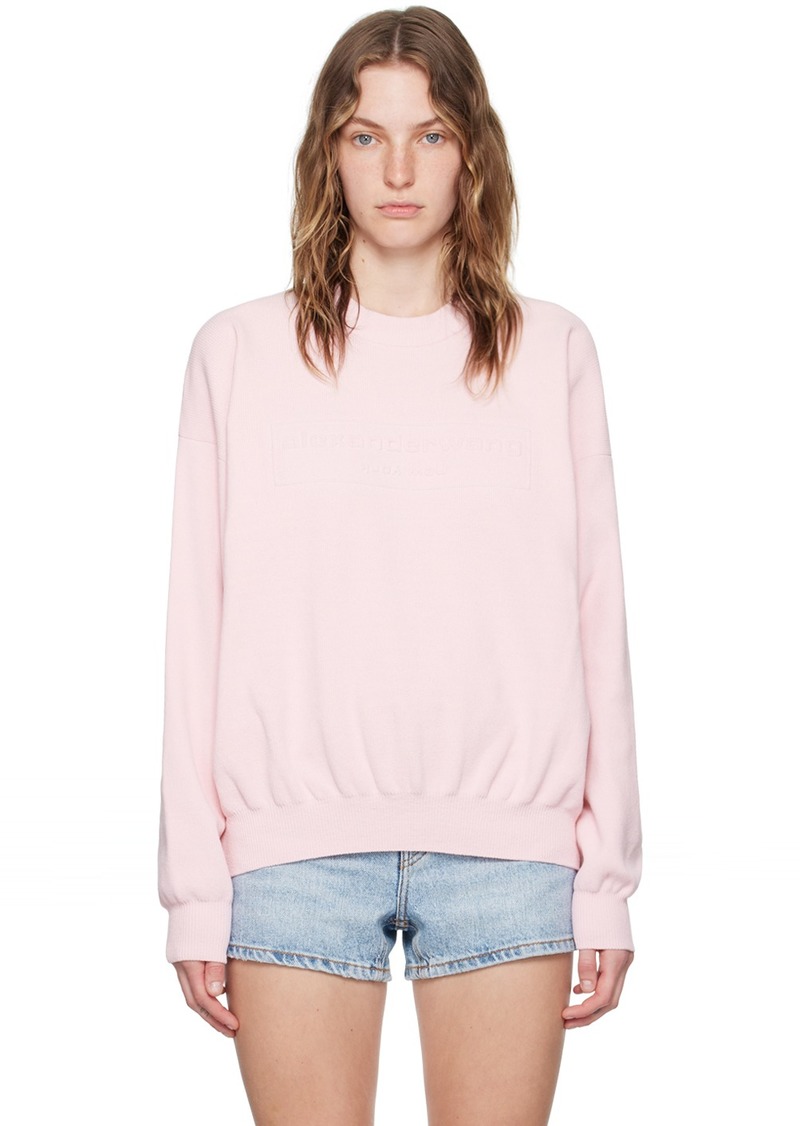 Alexander Wang Pink Embossed-Logo Sweater