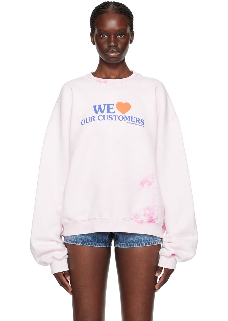 Alexander Wang Pink 'We Love Our Customers' Sweatshirt