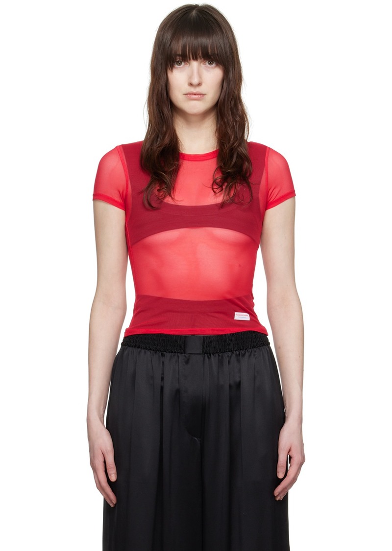 Alexander Wang Red Semi-Sheer T-Shirt