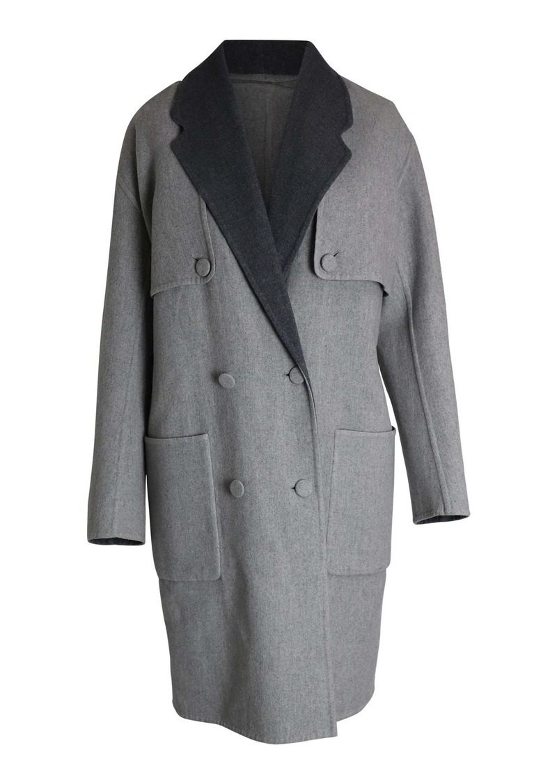 Alexander Wang Reversible Double-Breasted Coat in Grey Virgin Wool