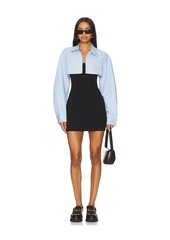 Alexander Wang Ribbed Cami Dress With Cropped Button Up Long Sleeve Shirt