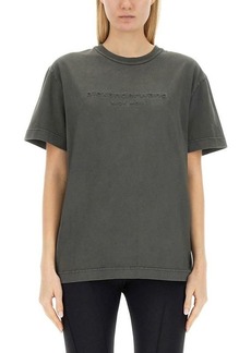 ALEXANDER WANG T-SHIRT WITH EMBOSSED LOGO